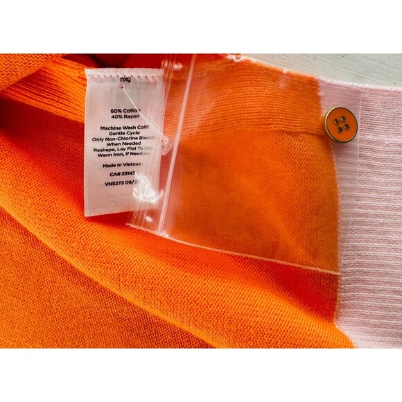 Talbots Petite Mp Orange & Pink V-Neck Cardigan Sweater - Picture 3 of 5